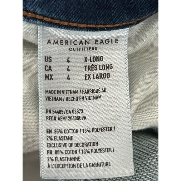 American Eagle Next Level Stretch Jeans Womens Size 4 X-Long Distressed Raw Hem - Picture 7 of 13